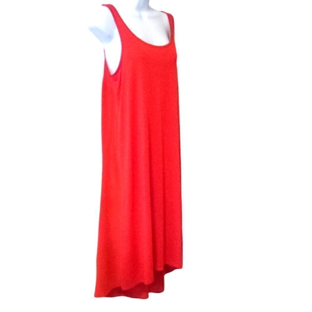 Eileen Fisher orange silk cotton Firefly lined tank dress high low hem size S - Picture 4 of 11